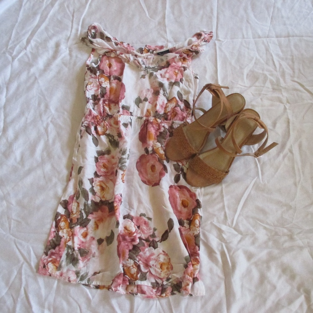 Rue21 Pink, Orange, and Brown Floral Dress